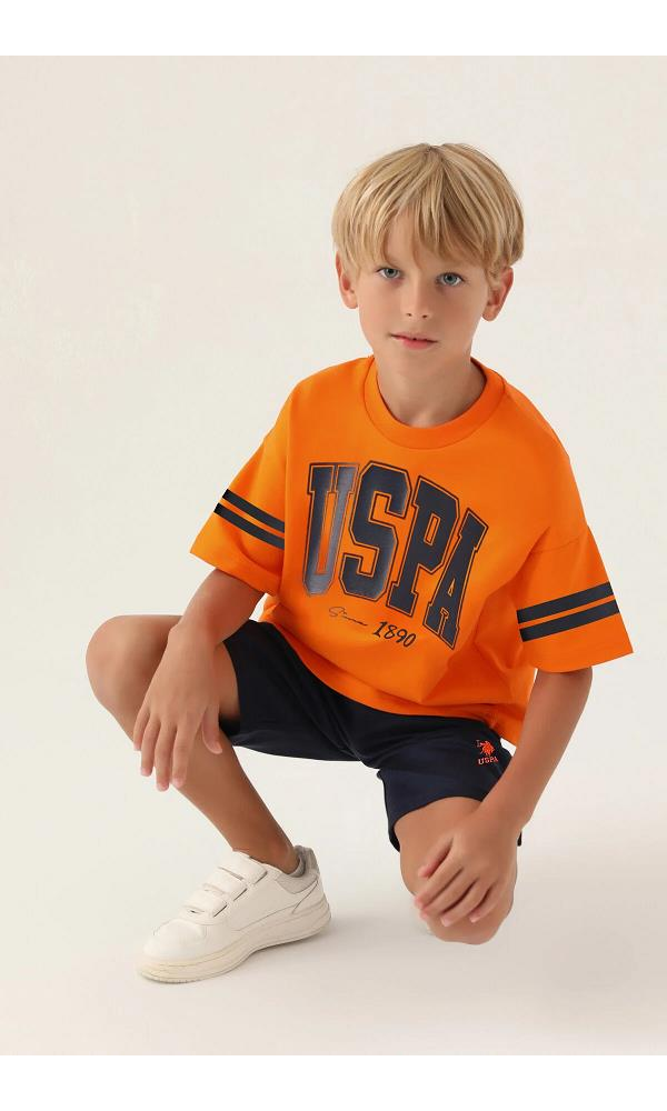 U.S. Polo Assn. Erkek Çocuk Bermuda Takım Kehribar