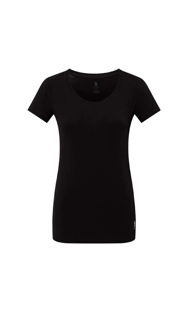 U.S. POLO ASSN Kadın Derin Yuvarlak Yaka T-shirt SİYAH