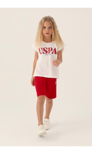 U.S. Polo Assn. Kız Çocuk Bermuda Takım bej