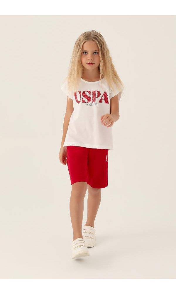 U.S. Polo Assn. Kız Çocuk Bermuda Takım bej