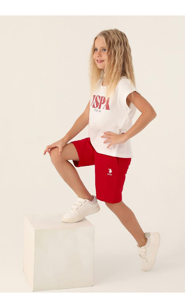 U.S. Polo Assn. Kız Çocuk Bermuda Takım bej