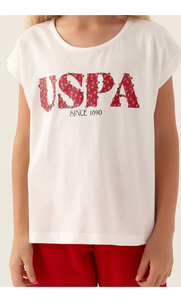 U.S. Polo Assn. Kız Çocuk Bermuda Takım bej