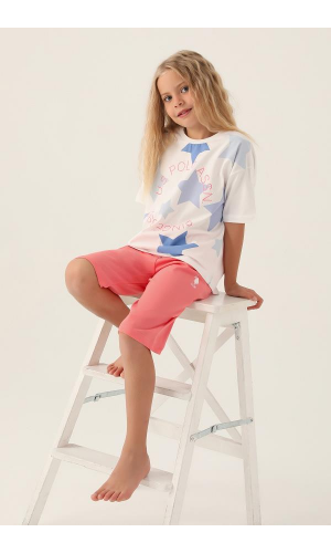 U.S. Polo Assn. Kız Çocuk Kapri Takım Kavun
