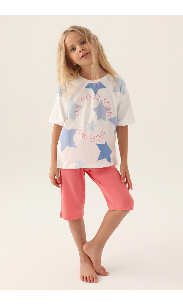 U.S. Polo Assn. Kız Çocuk Kapri Takım Kavun