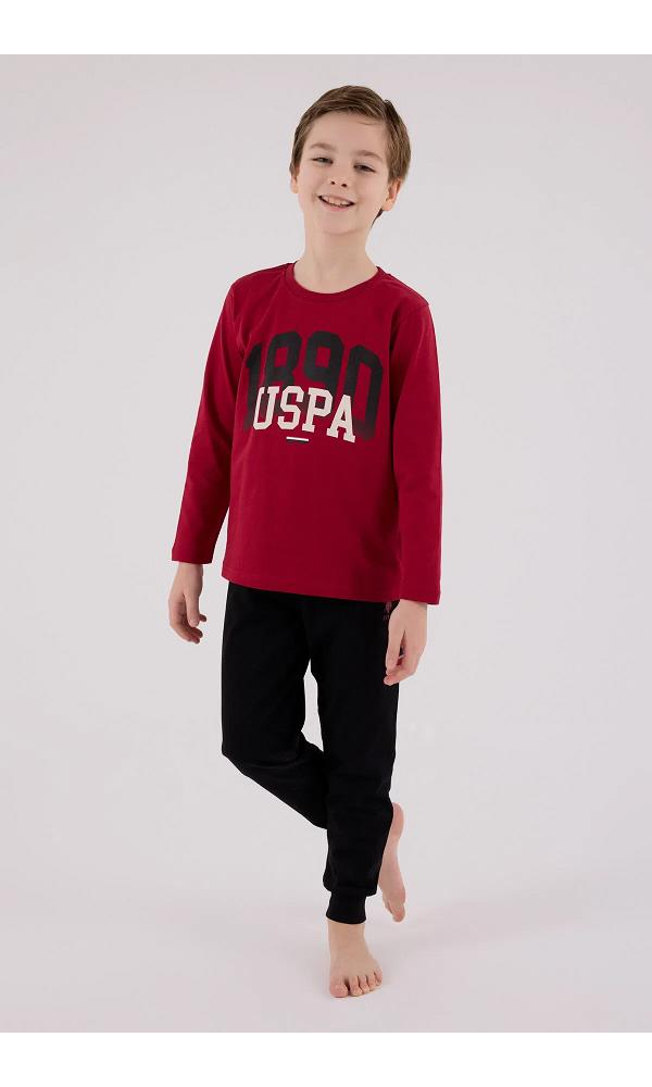 U.S. Polo Assn US2203-4 Erkek çocuk Pijama Takımı BORDO