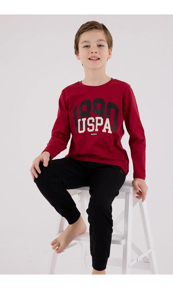 U.S. Polo Assn US2203-4 Erkek çocuk Pijama Takımı BORDO