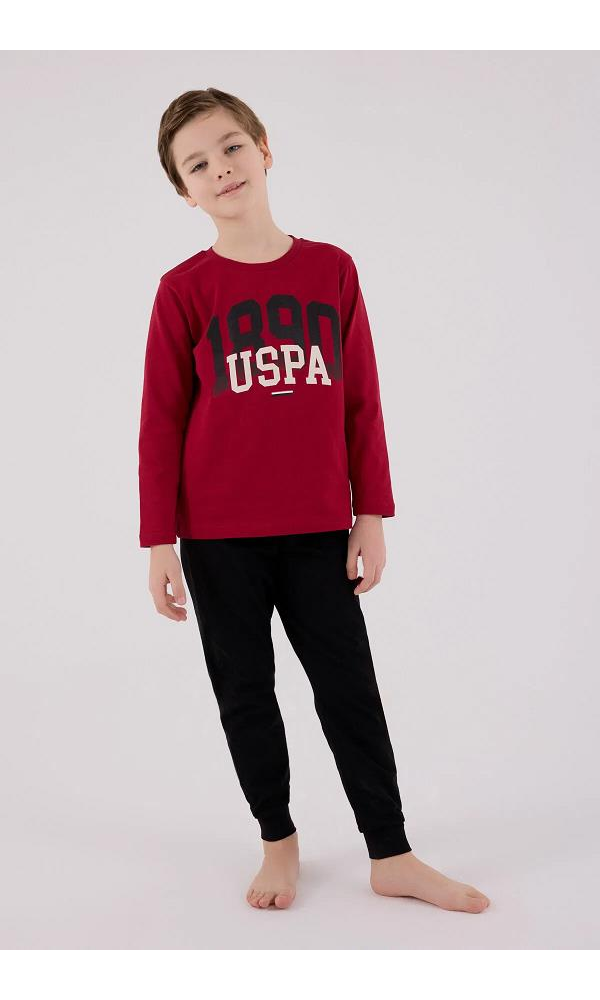 U.S. Polo Assn US2203-G Erkek çocuk Pijama Takımı BORDO