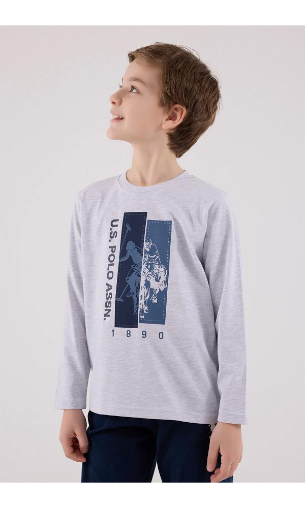 U.S. Polo Assn US2206-G  Erkek Çocuk Pijama Takımı Kar Melanj