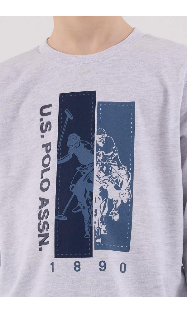 U.S. Polo Assn US2206-G  Erkek Çocuk Pijama Takımı Kar Melanj