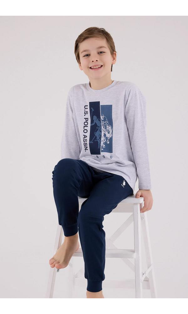 U.S. Polo Assn US2206-G  Erkek Çocuk Pijama Takımı Kar Melanj
