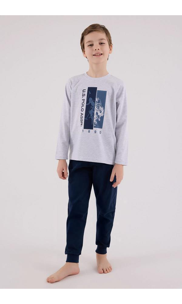 U.S. Polo Assn US2206-G  Erkek Çocuk Pijama Takımı Kar Melanj