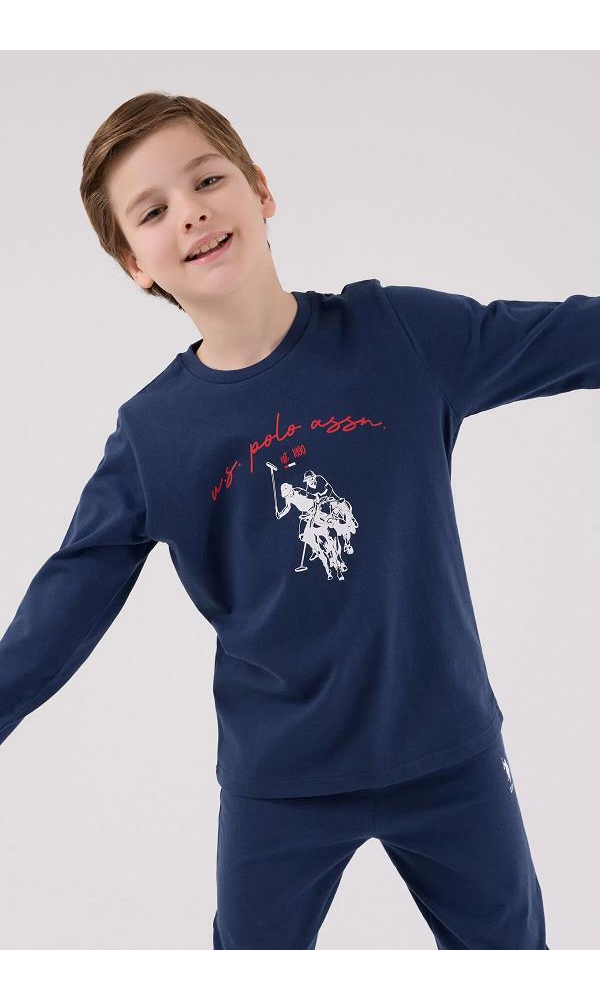 U.S. Polo Assn US2233-4  Erkek Çocuk Pijama Takımı İNDİGO