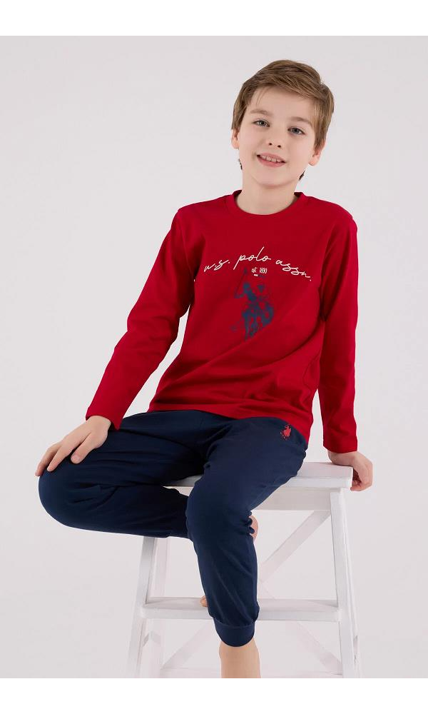 U.S. Polo Assn US2233-G  Erkek Çocuk Pijama Takımı Cobalt