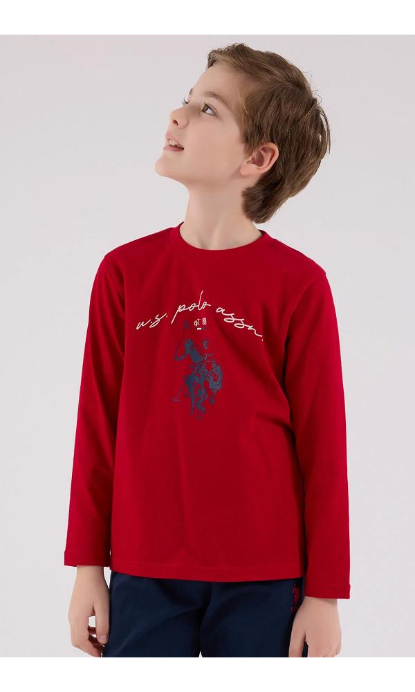 U.S. Polo Assn US2233-G  Erkek Çocuk Pijama Takımı Cobalt