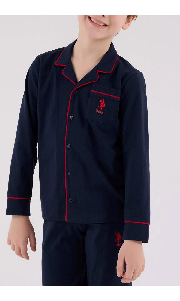U.S. Polo Assn US2234-G  Erkek çocuk Gömlek Pijama Takımı Somon