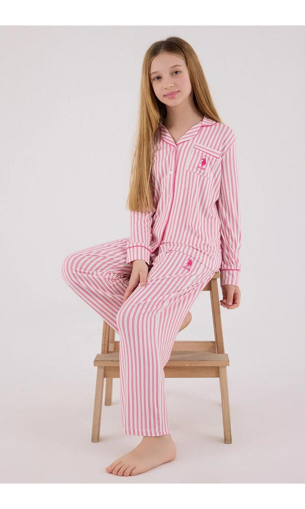 U.S. Polo Assn US2326-G Kız Gömlek Pijama Takımı ÇAY YEŞİLİ