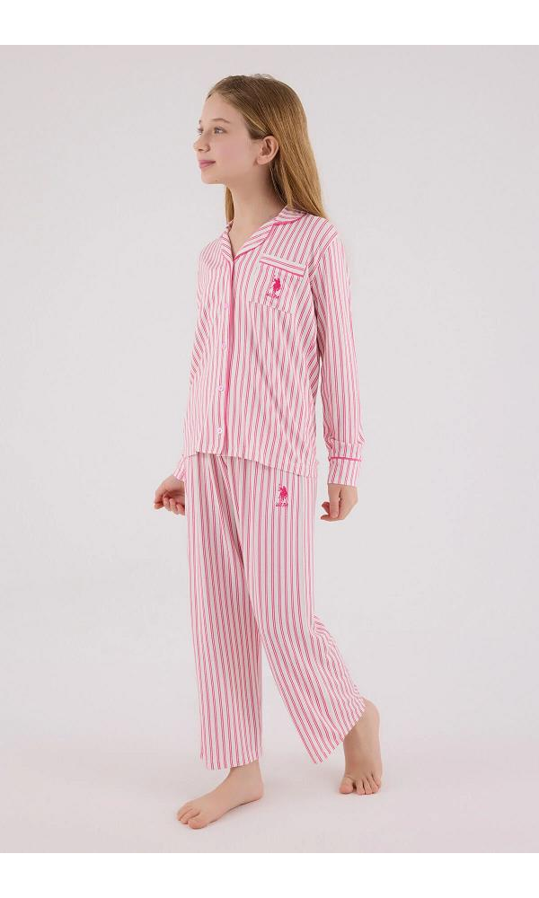 U.S. Polo Assn US2326-G Kız Gömlek Pijama Takımı ÇAY YEŞİLİ