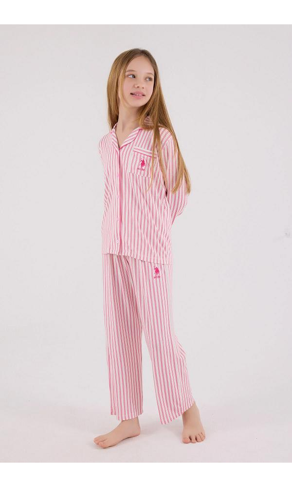 U.S. Polo Assn US2326-G Kız Gömlek Pijama Takımı ÇAY YEŞİLİ