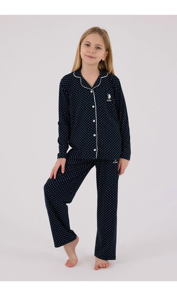 U.S. Polo Assn US2327-4  Kız Gömlek Pijama Takımı Somon