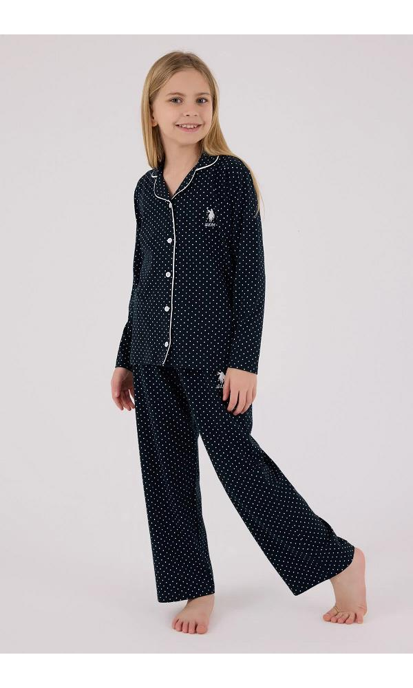 U.S. Polo Assn US2327-4  Kız Gömlek Pijama Takımı Somon