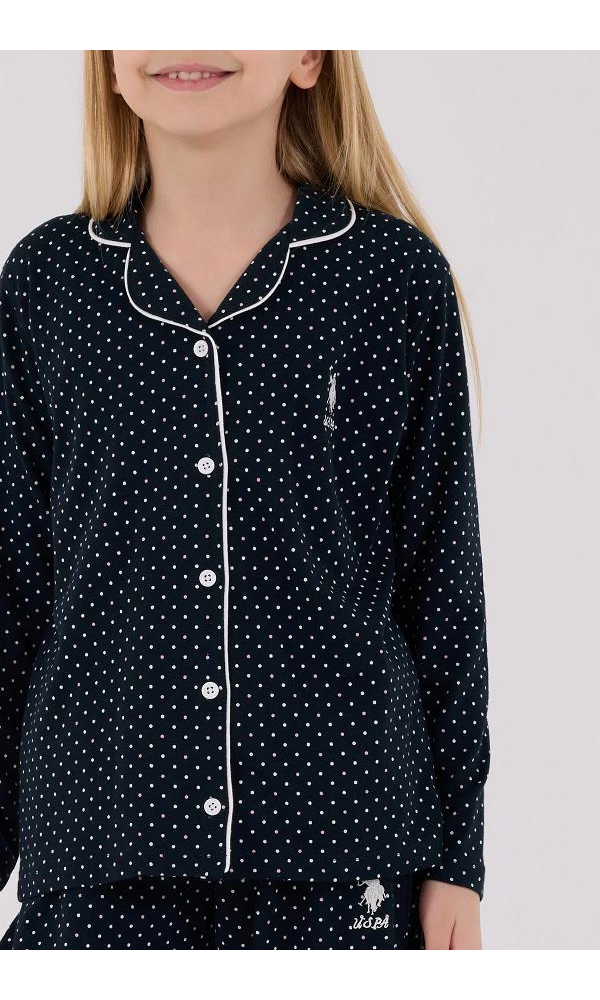 U.S. Polo Assn US2327-4  Kız Gömlek Pijama Takımı Somon