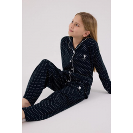 U.S. Polo Assn US2327-G  Kız Gömlek Pijama Takımı LACİVERT