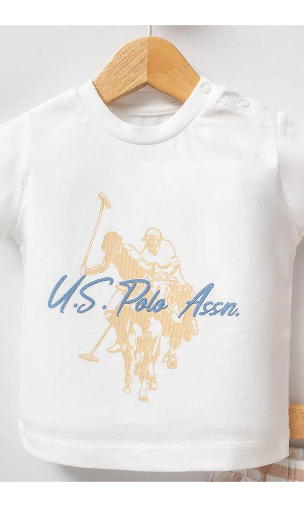 U.S Polo Assn USB2349 Kız Bebek 2Li Tshırt Takım EKRU