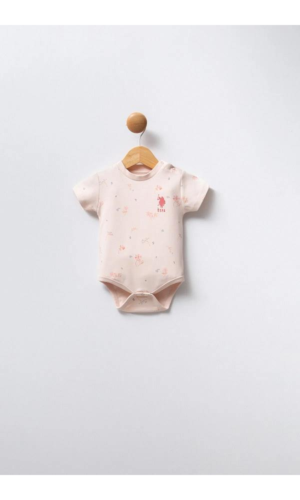 U.S Polo Assn USB2353  Kız Bebek 3Lü Body Set bej