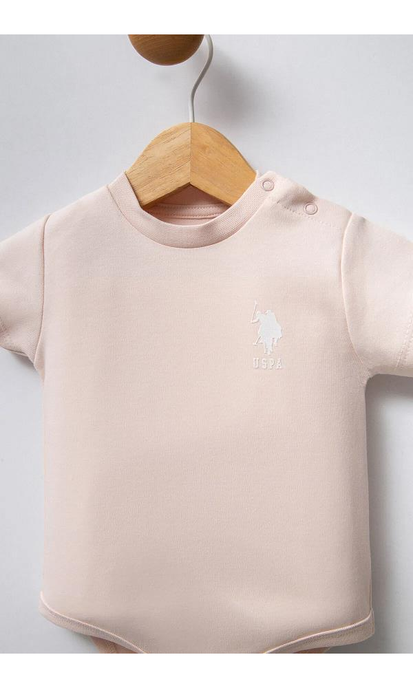 U.S Polo Assn USB2353  Kız Bebek 3Lü Body Set bej