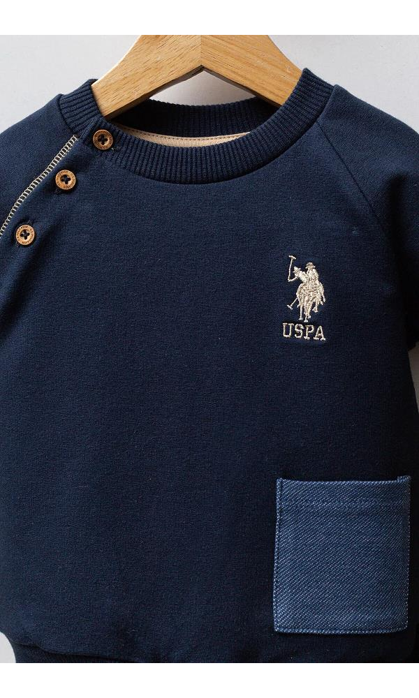 U.S Polo Assn USB2521 Erkek Bebek 2li takım MAVİ