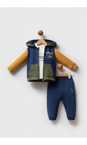 U.S. Polo Assn USB2574 Erkek Bebek 3Lü Takım HARDAL