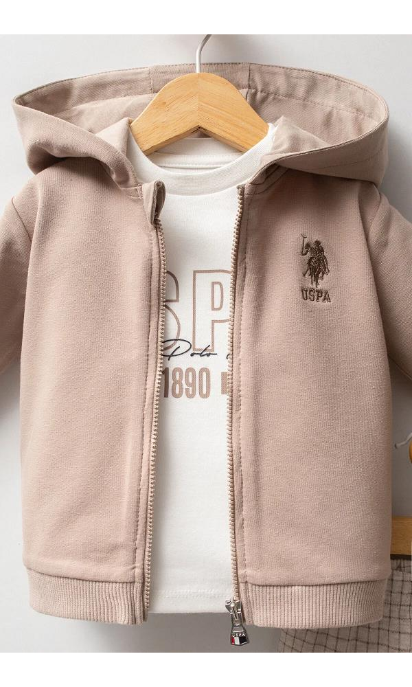 U.S Polo Assn USB2579 Erkek Bebek 3lü takım bej