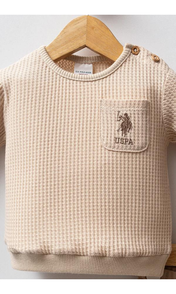 U.S Polo Assn USB2587 Erkek Bebek 2li takım KIRMIZI