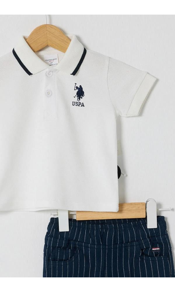 U.S Polo Assn USB2625  Erkek Bebek 2Li Pike T-Shırt Takım bej