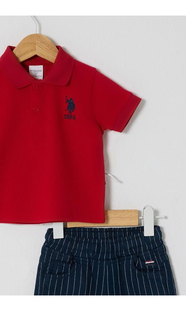 U.S Polo Assn USB2631 Erkek Bebek 2Li T-Shırt Takım KIRMIZI