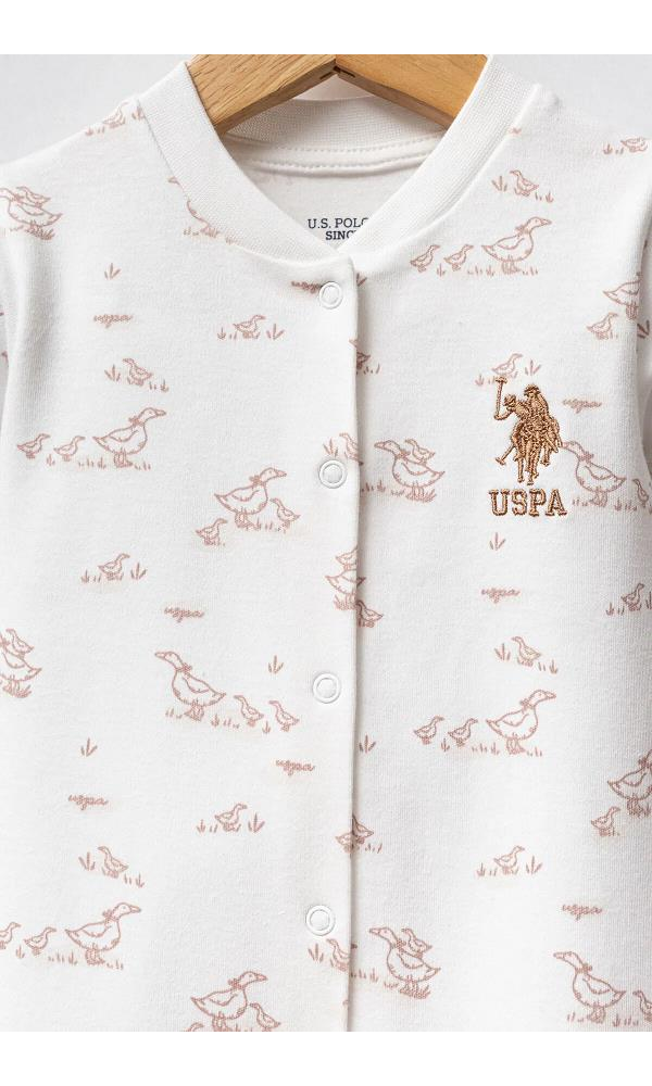 U.S Polo Assn USB2706  Kız Bebek Tulum EKRU