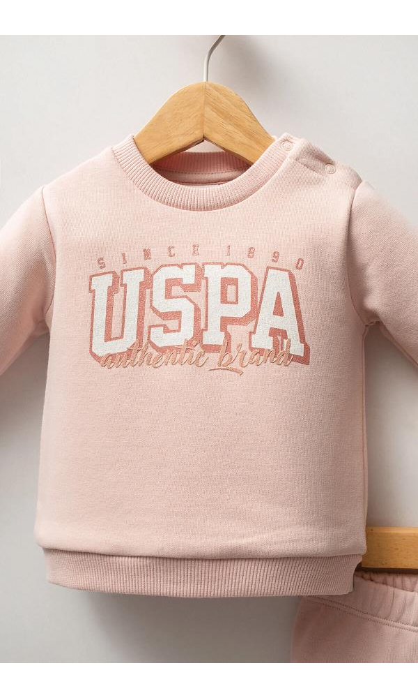 U.S Polo Assn USB2742  Kız Bebek 2Li Takım bej