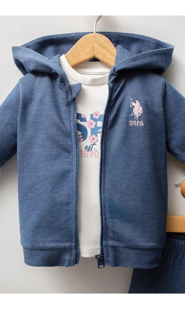 U.S Polo Assn USB2778 Kız Bebek 3lü takım MAVİ