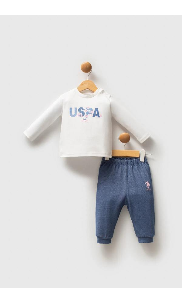 U.S Polo Assn USB2778 Kız Bebek 3lü takım MAVİ
