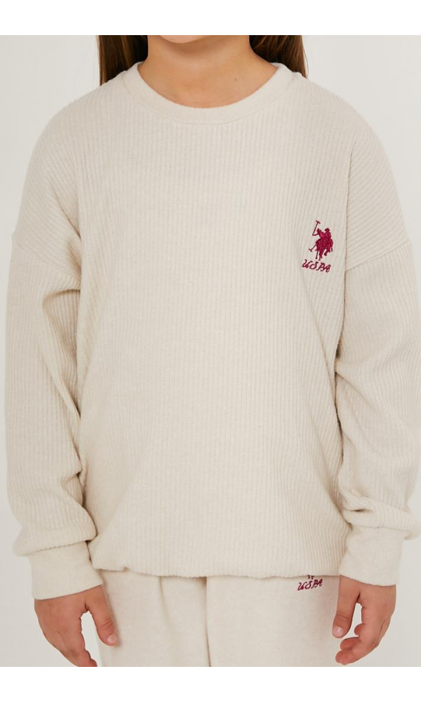 U.S POLO US1638-G KIZ PİJAMA TAKIMI KREM