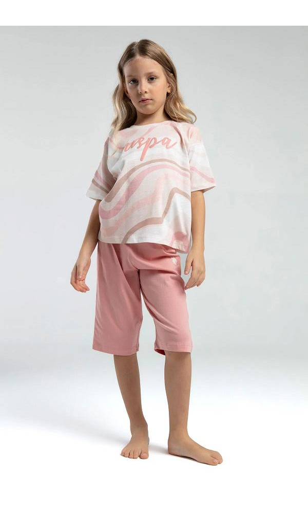 U.S POLO US2062-4 KIZ KAPRİ TAKIM Toz Pembe