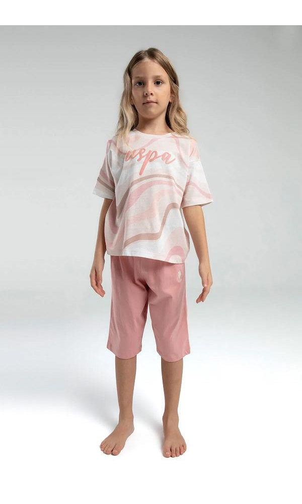 U.S POLO US2062-4 KIZ KAPRİ TAKIM Toz Pembe