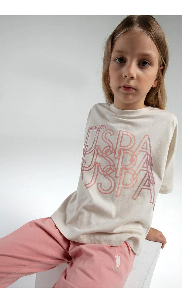U.S POLO US2063-G KIZ PİJAMA TAKIM BEYAZ