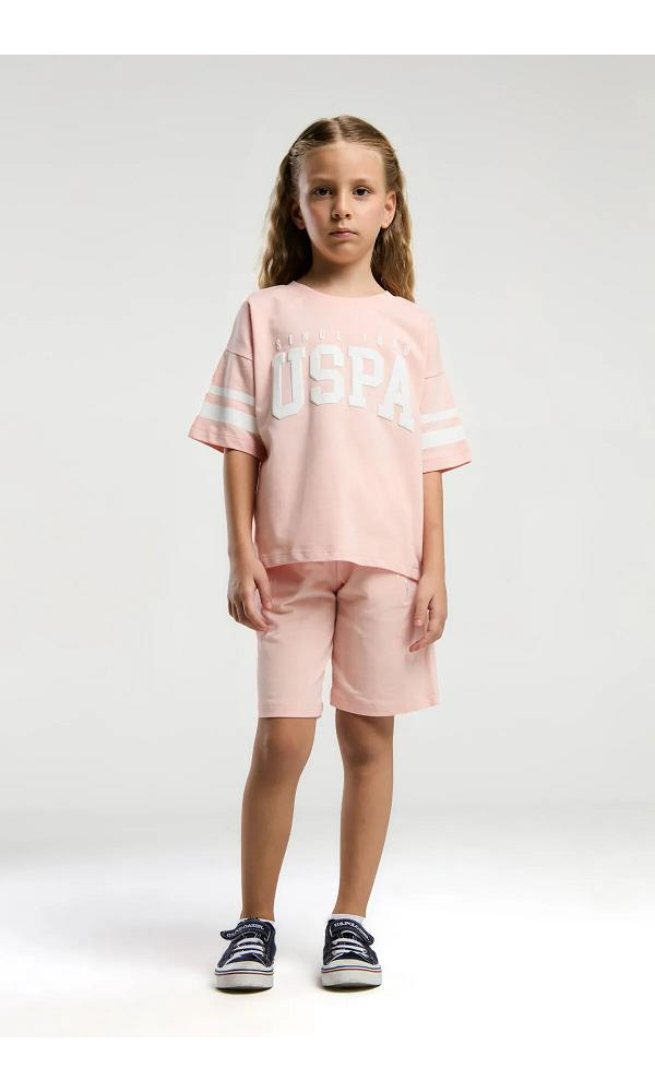 U.S. POLO US2091-4 KIZ BERMUDA TAKIM Soft Pembe