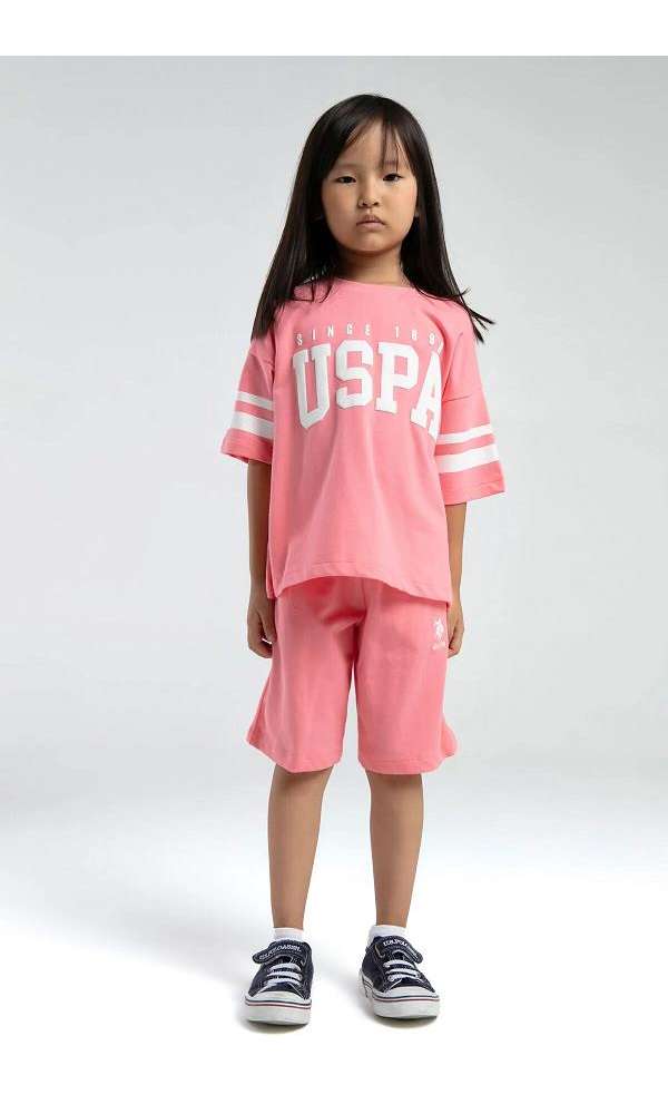 U.S. POLO US2091-4 KIZ BERMUDA TAKIM Soft Pembe