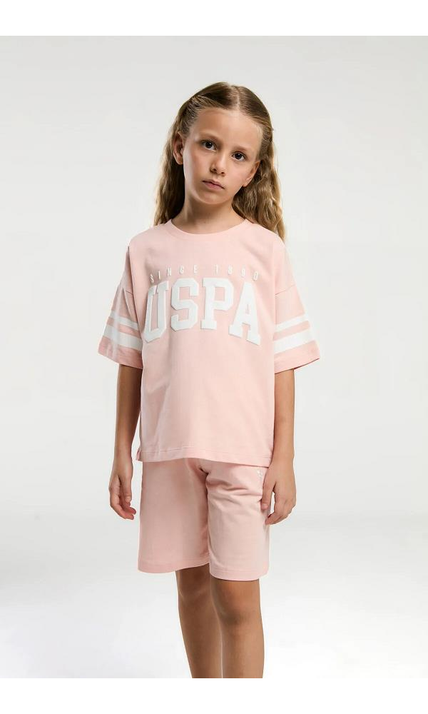 U.S POLO US2091-G KIZ BERMUDA TAKIM Neon Pembe