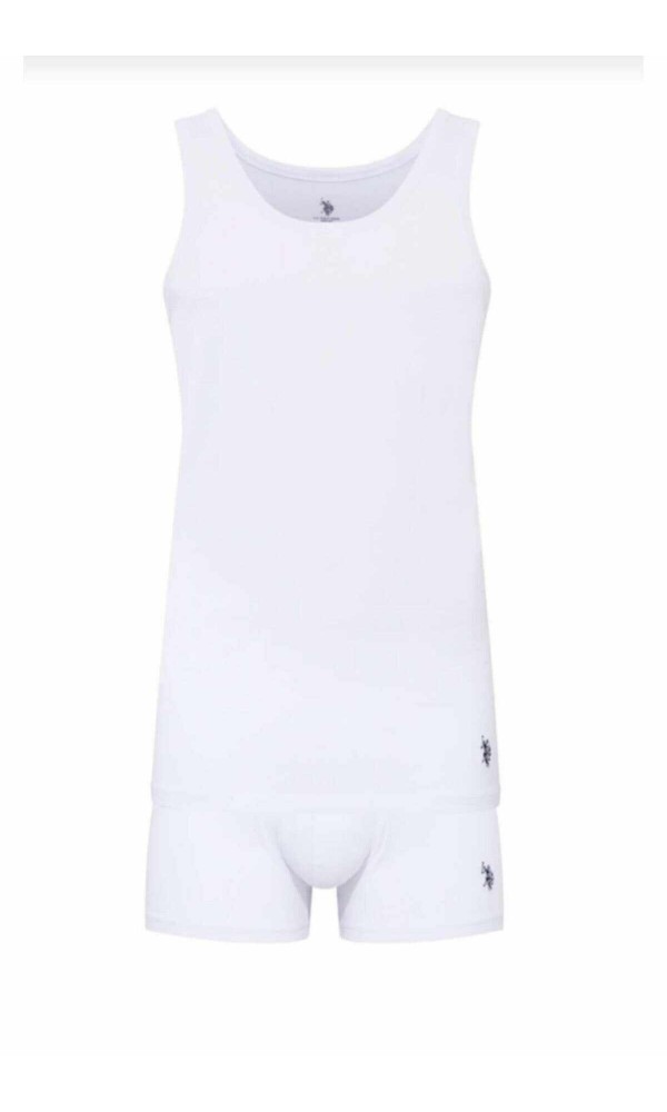 US POLO  80088 Erkek Atlet Şort Set BEYAZ
