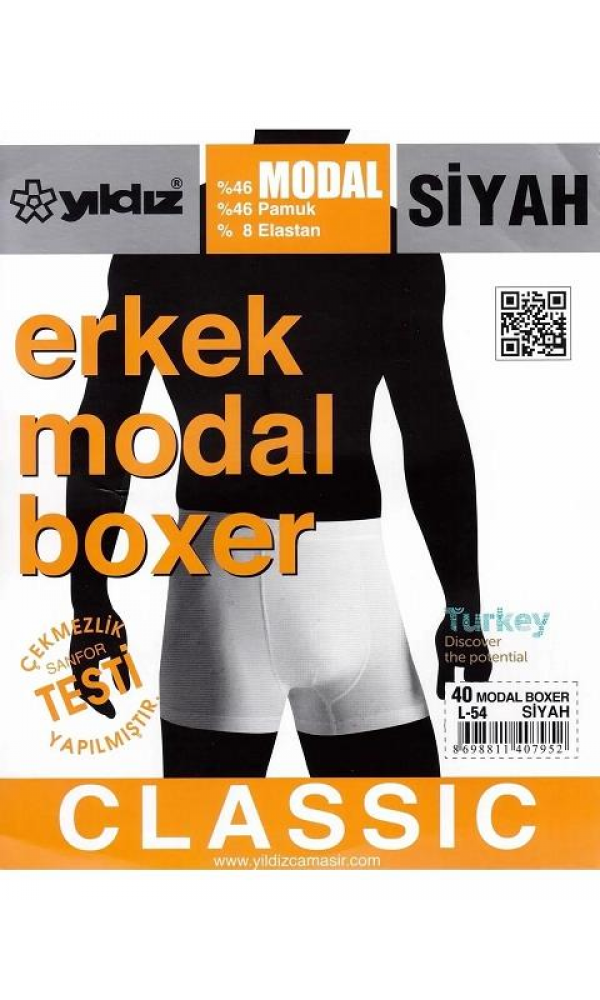 YILDIZ 366-67-68  ERKEK LİKRALI BOXER SİYAH