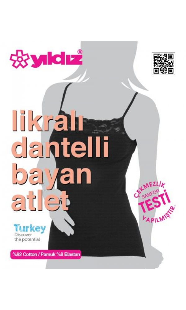 YILDIZ DANTELLİ ATLET 2136 SİYAH